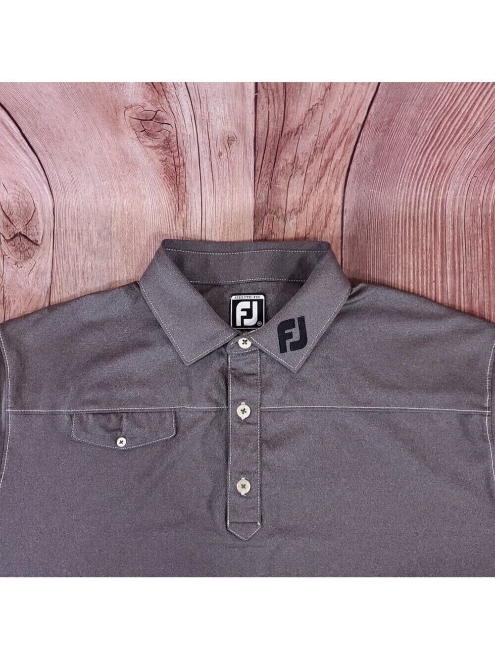 Footjoy FJ Golf Polo Shirt Mens XL Athletic FIt Pocket Gray Performance Stretch